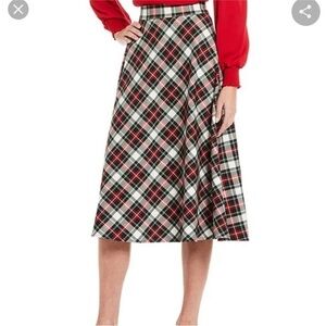 Alex Marie Clarissa Holiday Plaid A-Line MIDI Skirt